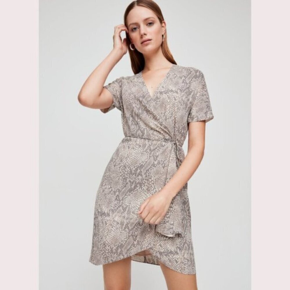 Aritzia Babaton Wallace Dress Snake-Print Wrap Dress Sz XS